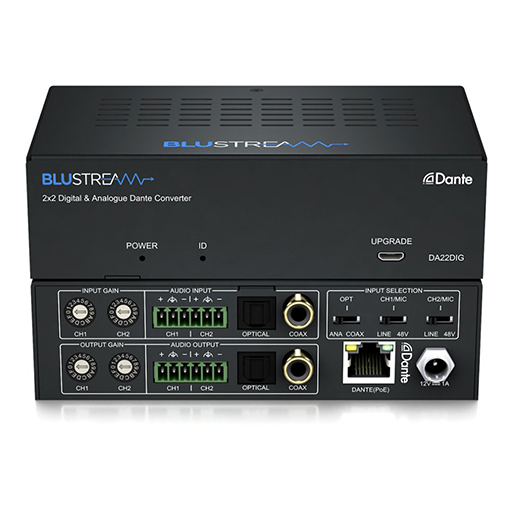 Blustream DA22DIG 2x2 Dante® Digital Audio Converter